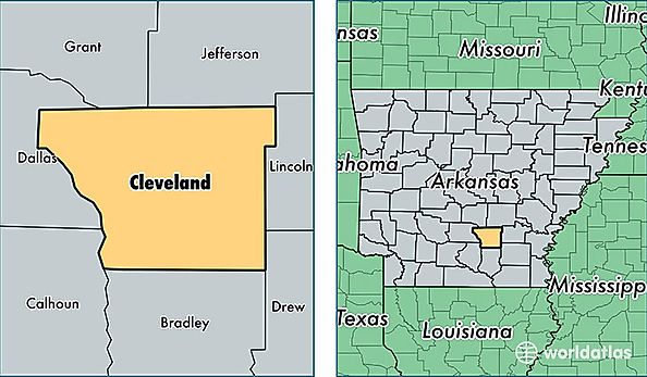 location of Cleveland county on a map