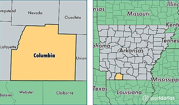 location of Columbia county on a map