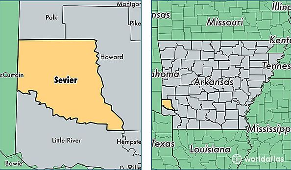 location of Sevier county on a map