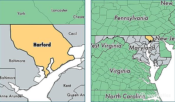 location of Harford county on a map