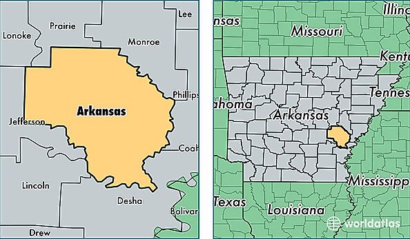 location of Arkansas county on a map