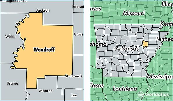 location of Woodruff county on a map