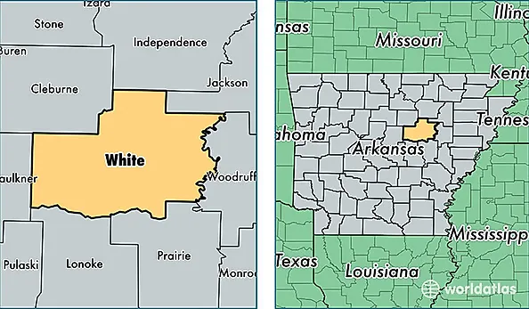 location of White county on a map