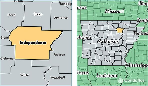 location of Independence county on a map