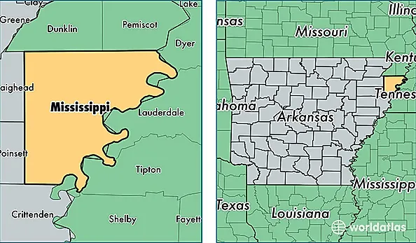 location of Mississippi county on a map