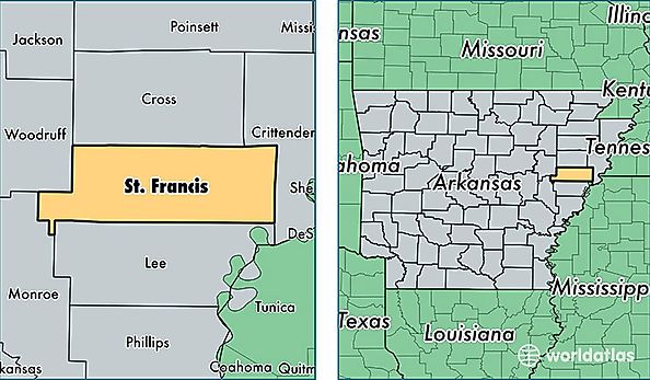 location of Saint Francis county on a map