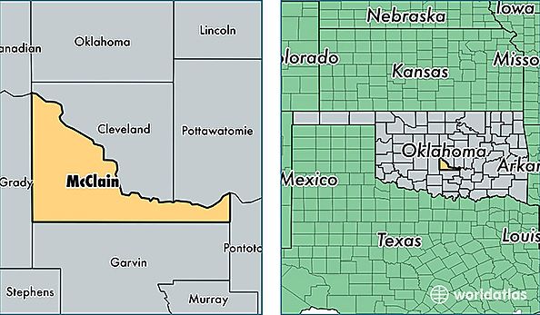 location of McClain county on a map