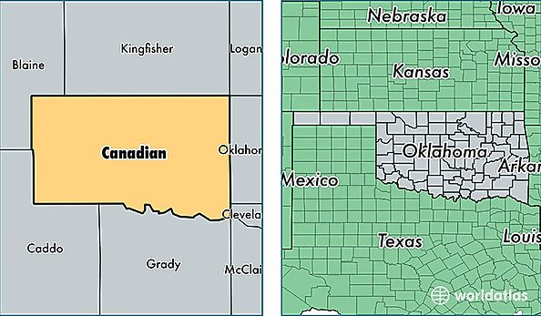 location of Canadian county on a map