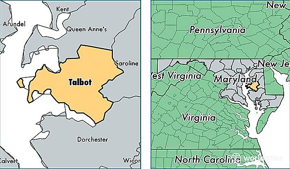 location of Talbot county on a map