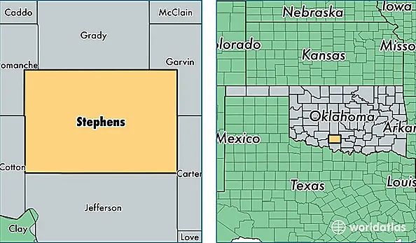 location of Stephens county on a map