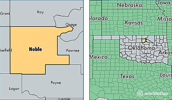 location of Noble county on a map