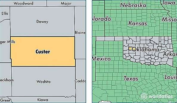 location of Custer county on a map