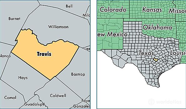 location of Travis county on a map