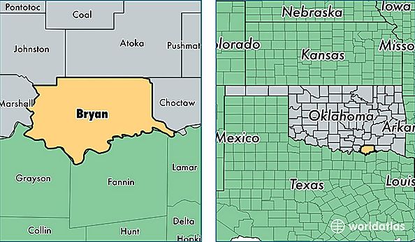 location of Bryan county on a map