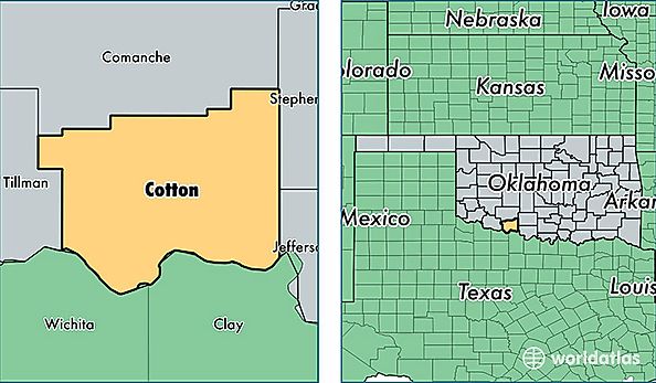 location of Cotton county on a map
