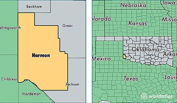 location of Harmon county on a map