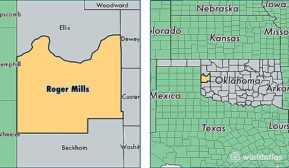location of Roger Mills county on a map