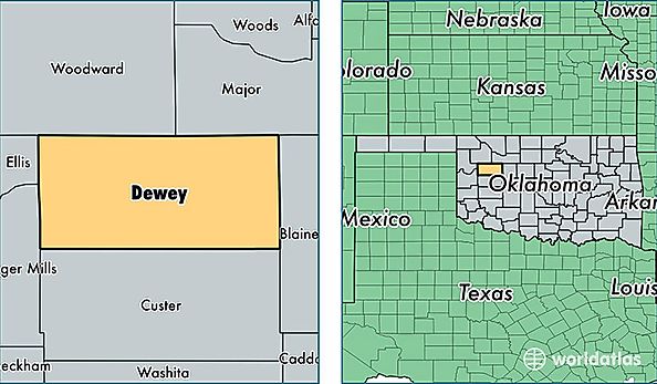 location of Dewey county on a map