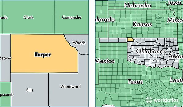 location of Harper county on a map