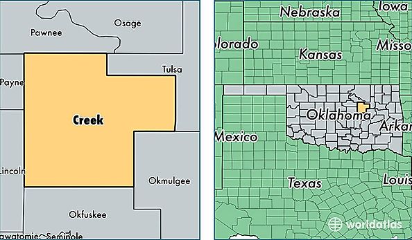 location of Creek county on a map