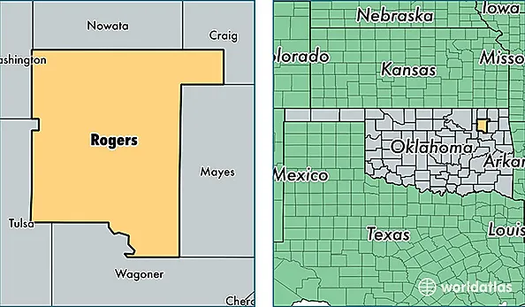 location of Rogers county on a map