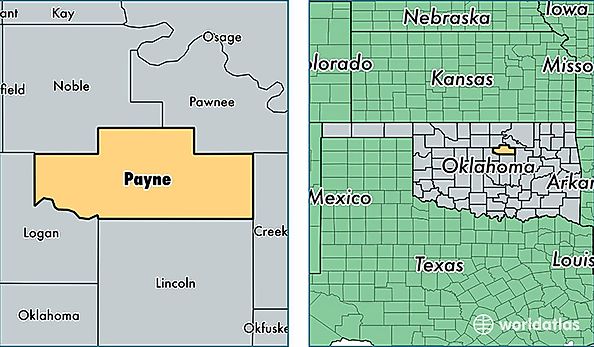 location of Payne county on a map
