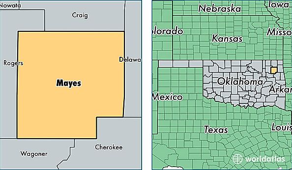location of Mayes county on a map