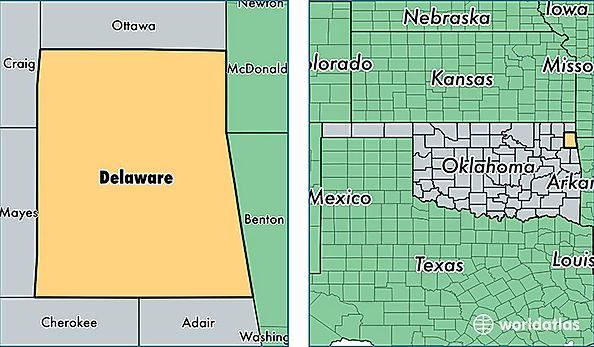 location of Delaware county on a map