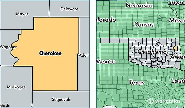 location of Cherokee county on a map