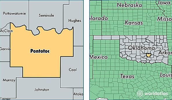 location of Pontotoc county on a map