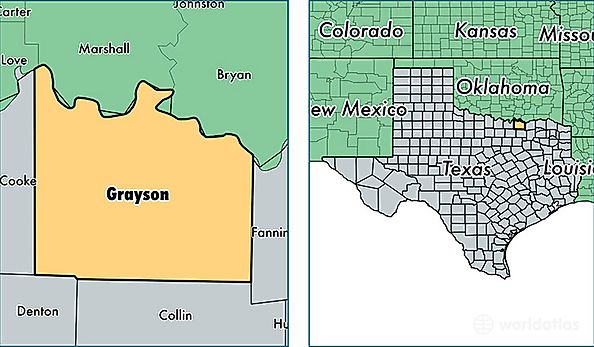 location of Grayson county on a map