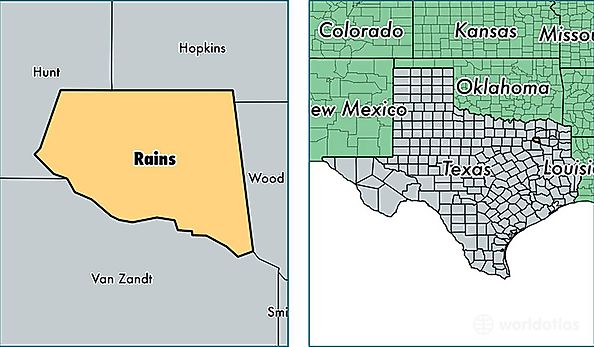 location of Rains county on a map