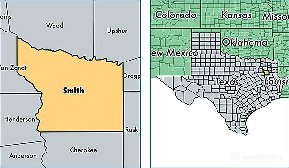 location of Smith county on a map