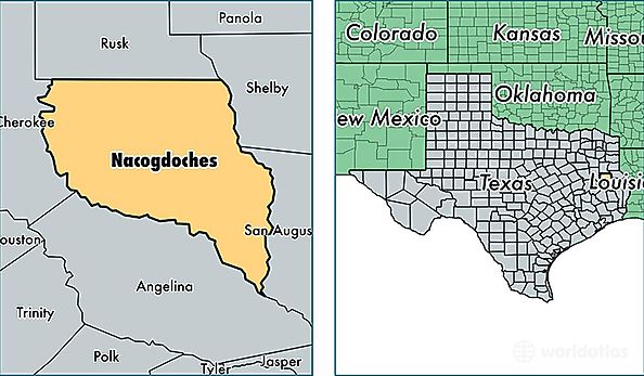 location of Nacogdoches county on a map