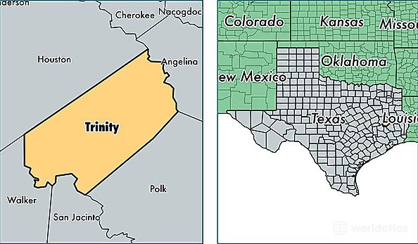location of Trinity county on a map