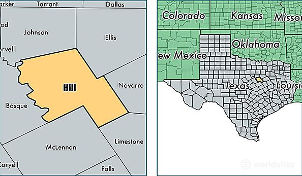 location of Hill county on a map