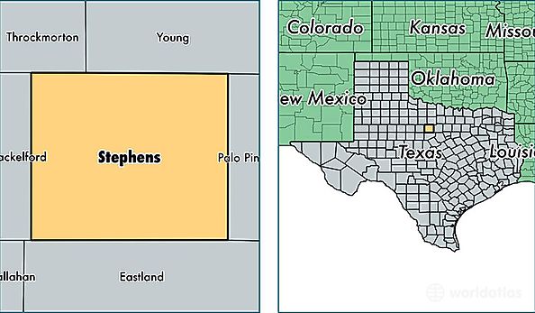 location of Stephens county on a map