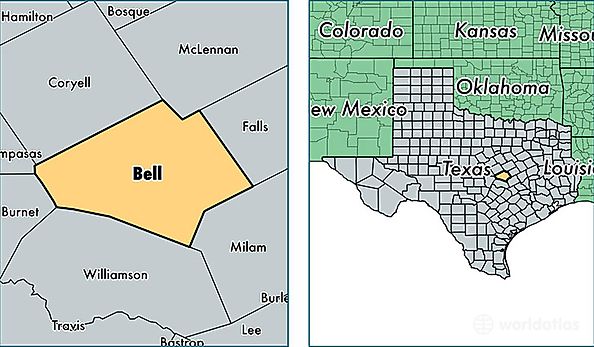 location of Bell county on a map