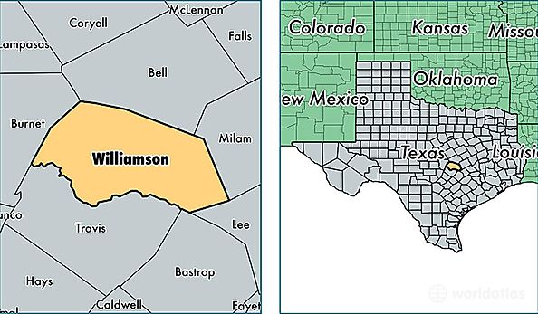 location of Williamson county on a map