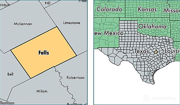 location of Falls county on a map