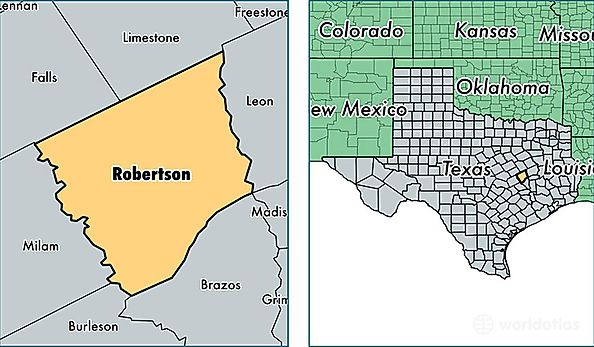 location of Robertson county on a map