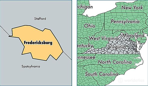 location of Fredericksburg City county on a map