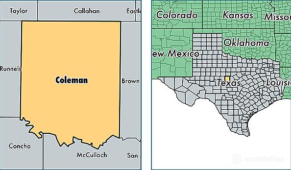 location of Coleman county on a map