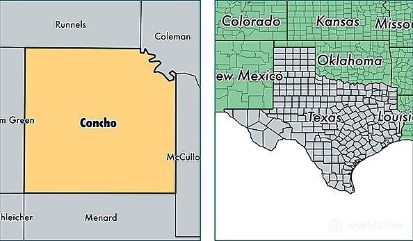 location of Concho county on a map