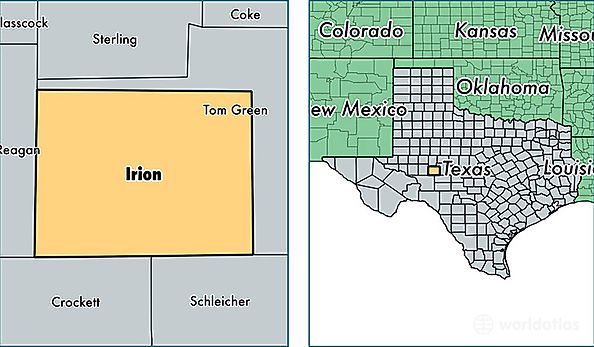 location of Irion county on a map