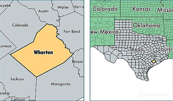 location of Wharton county on a map