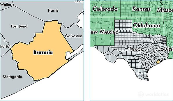 location of Brazoria county on a map