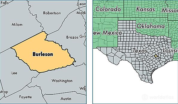location of Burleson county on a map