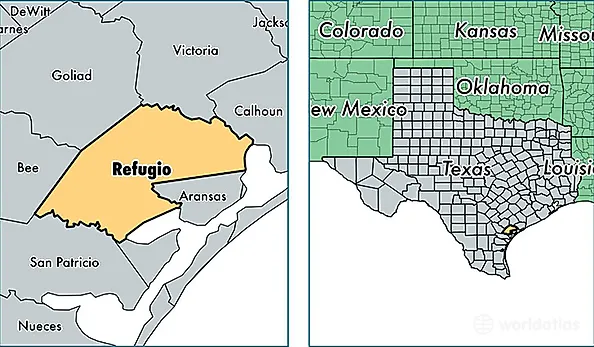 location of Refugio county on a map