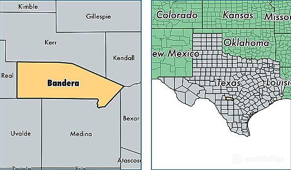 location of Bandera county on a map